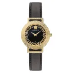 Versace V-Circle Naiste kell VE3D00322 36mm &Scaron;veitsi kvarts Roostevaba teras Must sihverplaat Nahkrihm