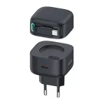 USAMS XMF Series CC202TC01 35W GaN kiirlaadija sisset&otilde;mmatava USB-C kaabliga, must