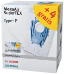 Siemens VZ123FP MegaAir SuperTEX tolmuimeja kottide komplekt (t&uuml;&uuml;p G/G ALL, 4 kotti + 1 mikrofilter)