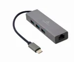 Dokkimisadapter Gembird A-CMU3-LAN-01 &mdash; USB-C 3.2 Gen 1, 1&times; Gigabit LAN, 3&times; USB-A, metallkorpus, hall