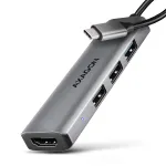 Axagon HMC-H3A USB 5Gbps jaotur, 3x USB-A, HDMI 4k/30Hz, 15 cm USB-C kaabel