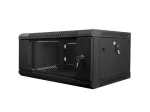 Lanberg WF01-6404-10B 19-tolline 4U seina rack-kapp, 600x450 mm, karastatud klaasist uks, lahtiv&otilde;etud (flat pack), IP20, 60 kg, must RAL 9004