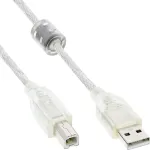 USB 2.0 kaabel T&uuml;&uuml;p A-pistik / B-pistik l&auml;bipaistev ferriits&uuml;damik 0,5 m InLine 34505