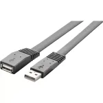 Renkforce 1365367 USB 2.0 pikenduskaabel, USB-A pistik &ndash; USB-A pesa, 3 m, v&auml;ga painduv, must