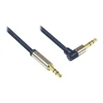 Audio Anschlusskabel High-Quality 3,5mm, Klinkenstecker an Klinkenstecker rechts abgewinkelt, Vollmetallgeh&auml;use, dunkelblau, 3m, Good Connections (GC-