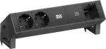 Bachmann DESK 2 pikendus, 2x Schuko, 1x USB-C 30W, must