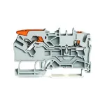 WAGO 2102-5201 2-juhiga l&auml;biv klemmliist kangiga ja surunupuga, 2,5 mm&sup2;, hall
