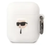 Karl Lagerfeld Apple AirPods 1/2 3D Logo NFT Karl Head Silikoonkest Valge