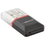 Esperanza EA134K kaardilugeja must, h&otilde;bedane, l&auml;bipaistev USB 2.0