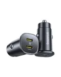 Baseus GoTrip 2x USB-C 30W autolaadija, 12-24 V, must