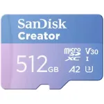 SanDisk Creator MicroSD m&auml;lukaart 512GB, kiire andmeedastus kuni 190 MB/s