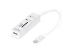 DIGITUS USB 2.0 Type C HUB kaardilugejaga 3x USB 2.0. 1x SD, 1x MicroSD port Alumiiniumkorpus