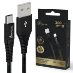 USB Type-A to USB-C kaabel Extralink Smart Life Braided 2 m &mdash; 15W (5V 3A) Must