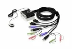 ATEN 2-pordiline USB HDMI KVM-l&uuml;liti heliga, 1920 x 1200 pikslit, WUXGA, 0,72 W, Must