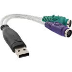 InLine USB&ndash;PS/2 muundur, USB-t&uuml;&uuml;p A-pistik / 2x PS/2 emane