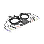 Eaton Tripp Lite seeria 2-pordiline USB/HD-kaabliga KVM-l&uuml;liti heli/videoga, kaablid ja USB-perifeeriaseadmete jagamine - KVM-/heli-/USB-l&uuml;liti - 2 x KVM/heli/USB - 1 kohalik kasutaja - lauaarvuti