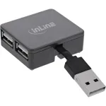 InLine USB 2.0 4-pordiline jaotur, USB-A-pistik 4x USB-A emasele, kaabel 4 cm