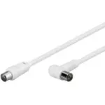 Wentronic Goobay antenni nurga&uuml;henduskaabel, 100% varjestatud, valge, 2,5 m - koaksiaalne pesa-konks 90&deg; (67360)