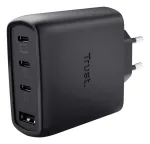 TRUST Maxo 65W siseruumide vahelduvvoolu kiirlaadija, 3&times; USB-C, max 20 V, 2 m kaabel, must