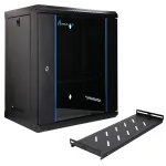 Extralink Lite 12U 530X400 SEINALE KINNITATAV Rackmount-kapp Must riiuliga