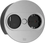 Bachmann TWIST 2 toiteplokk 1x Schuko pistikupesa ja 1x USB A/C, 2,0 m kaabel, must/roostevaba teras