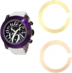 GLAM ROCK naiste kell GR32112 (44 mm) &ndash; &Scaron;veitsi kvarts, valge keraamiline raam, silikoonrihm