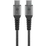 Goobay 49301 USB-C &ndash; USB-C tekstiilkaabel metallpistikutega, 0,5 m, kosmosehall/h&otilde;bedane