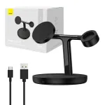 Baseus Swan 3-in-1 magnetiline juhtmevaba laadimisalus 15 W, must (1 m USB-C kaabliga)