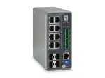 LevelOne IGP-1271 TURING t&ouml;&ouml;stuslik L3 Lite hallatav Gigabit PoE+ l&uuml;liti, 12 porti (8 x PoE+, 4 x SFP), 240 W, DIN-siin, DC