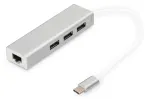 DIGITUS 3 Port USB 3.0 Type C Hub with Gigabit Ethernet 3x USB A/F,1xUSB C/M,1x RJ45 LAN