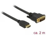 DeLOCK - Videokaabel - HDMI / DVI - DVI-D (M) kuni HDMI (M) - 2,0 m - Kolmekordne isolatsioon - Must - Kinnituskruvidega (85654)