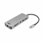 ACT USB-C 4K dokkimisjaam 1 HDMI monitori jaoks, Ethernet, USB-C, USB-A, kaardilugeja ja PD l&auml;bip&auml;&auml;s