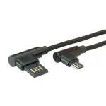 ROLINE USB 2.0 kaabel, nurga all, Type A p&ouml;&ouml;ratav - Micro B, ST/ST, must, 0,8 m (11.02.8720)