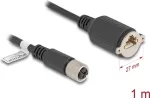 V&otilde;rgukaabel DeLOCK M12 kaabel X-kodeeritud 8 kontaktiga emane RJ45 pesale Cat.6A 1 m Must