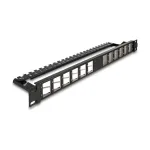 DELOCK 19-tolline 24-pordiline viltune Keystone-paneel t&otilde;mbekoormuse leevendusega, 1U, must, 482,6&times;125,5&times;44,2 mm