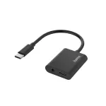 Hama 00200319 2in1 USB-C 3,5 mm k&otilde;rvaklappide / laadimise adapter, must