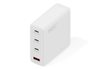 DIGITUS USB GaN laadija 140W &mdash; 3&times; USB‑C, 1&times; USB‑A, 100&ndash;240V, valge
