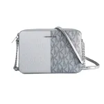 Michael Kors Jet Set Travel Crossbody Bag 35F5STTC9YSIL Silver Signature Coated Canvas