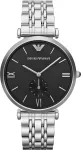 ARMANI AR1676 meeste analoogkvartskell 40mm musta numbrilaua ja nahkrihmaga