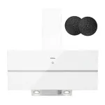 ISEASY TV1390D4-CC-I2 Seinale paigaldatav korstna&otilde;hupuhasti 90cm 750m&sup3;/h Roostevaba teras Must klaas