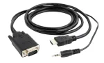 GEMBIRD HDMI VGA-le ja heliadapteri kaabel, &uuml;he pordiga, 3 m, must
