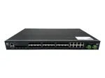 LevelOne 28-pordiline L2 Plus hallatav gigabitine kiudoptiline t&ouml;&ouml;stuslik l&uuml;liti, 4x 1,25/2,5GbE SFP, 16x 1,25GbE SFP, 8x gigabitine SFP/RJ45 komboport, koondatud toiteplokk, -40 &deg;C kuni 80 &deg;C
