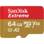 WESTERN DIGITAL Extreme microSDXC 64GB SD-adapter m&auml;rulikaameratele ja droonidele 170MB/s 80MB/s A2 C10 V30 UHS-I U3