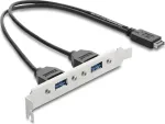 DELOCK USB Type-E Key A ST 2&times; USB-A 5 Gbps adapter kronsteiniga (mudel 67345)