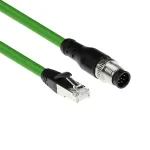 ACT Industrial 1.50 meetri pikkune andurikaabel M12A 8-kontaktiline isane RJ45 isasele, Ultraflex SF/UTP TPE kaabel, varjestatud