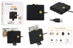 iLike 4-in-1 USB Smart Card Reader with SIM, SD & Micro SD Support, CAC Reader for ID Cards, Bank Cards, eID and Memory Cards Black