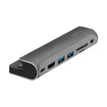 LogiLink UA0385 USB-C dokkimisjaam, 7 porti, USB 3.2 Gen1, PD, 4K HDMI, SD/microSD, 3,5 mm, iPadile, alumiinium