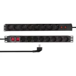 LogiLink PDU1601 19-tolline 1U Rackmount toitejaotuspaneel, 16 Schuko pistikupesa, liigpingekaitse, 16A, 2m kaabel, must