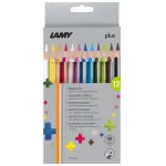 LAMY plus kolmnurksed v&auml;rvilised pliiatsid, 12-osaline pappkarp, ergonoomiline kolmnurkne kuju, matt pind, erinevad v&auml;rvid (1222007)
