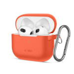 Tech-Protect Silicone Hook silikoonkate Apple AirPods 3-le karabiiniga, neoonoranž
